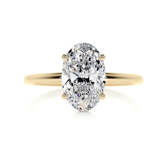 Jewelry - Certified 3ct. t.w. Oval Diamond in 10k Yellow Gold Solitaire Wedding Ring
